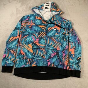 Victoria's‎ Secret Pink Hoodie Womens Medium Tropical Full Zip Dog Pullover
